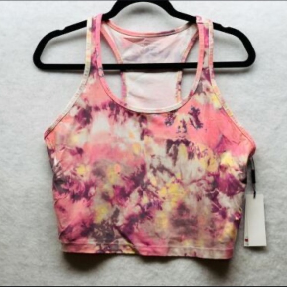NWT Calvin Klein Women's Medium Pink Tank Top Tye Dye Racerback Cropped Large - Picture 2 of 12